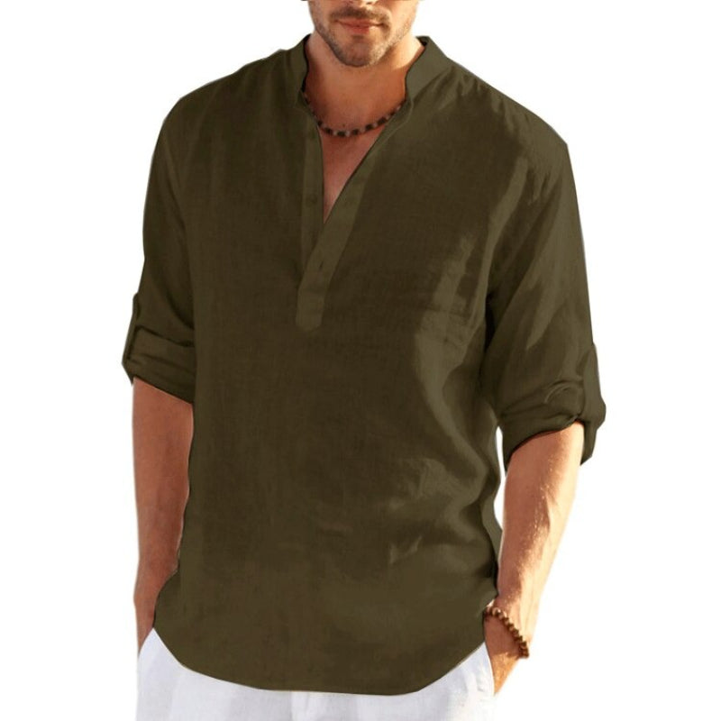 Men's Linen Long Sleeve Casual Solid Shirt