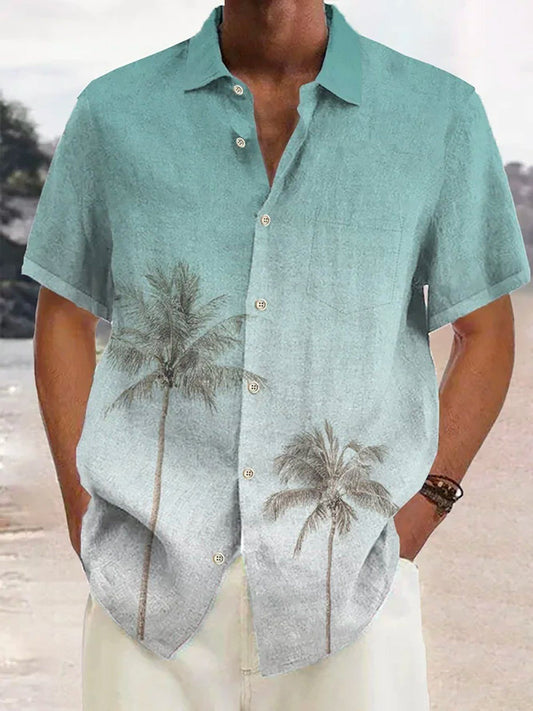 Coconut Tree Print Short Sleeved Shirt