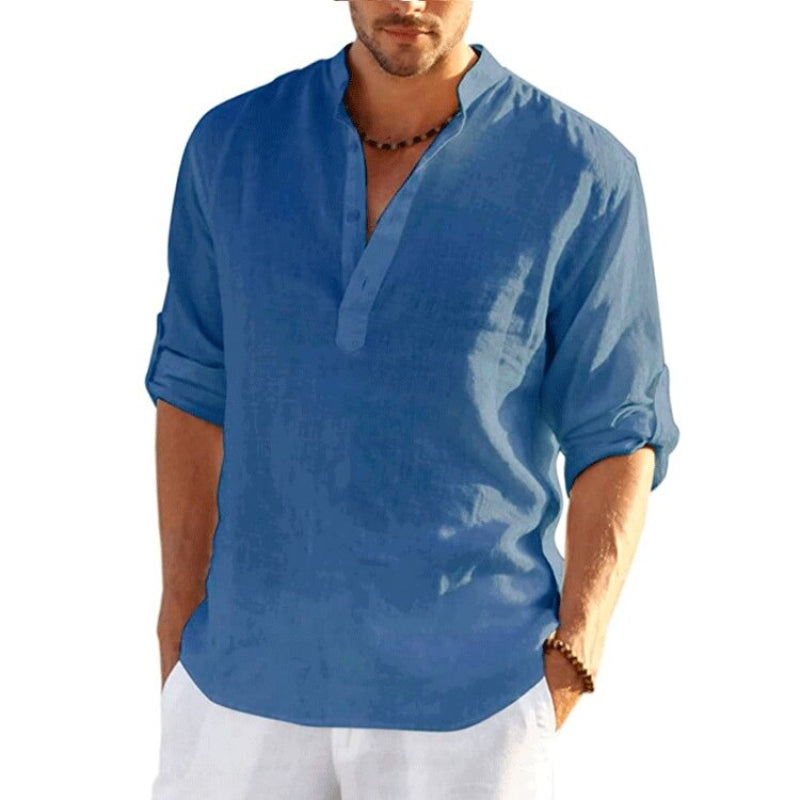 Men's Linen Long Sleeve Casual Solid Shirt