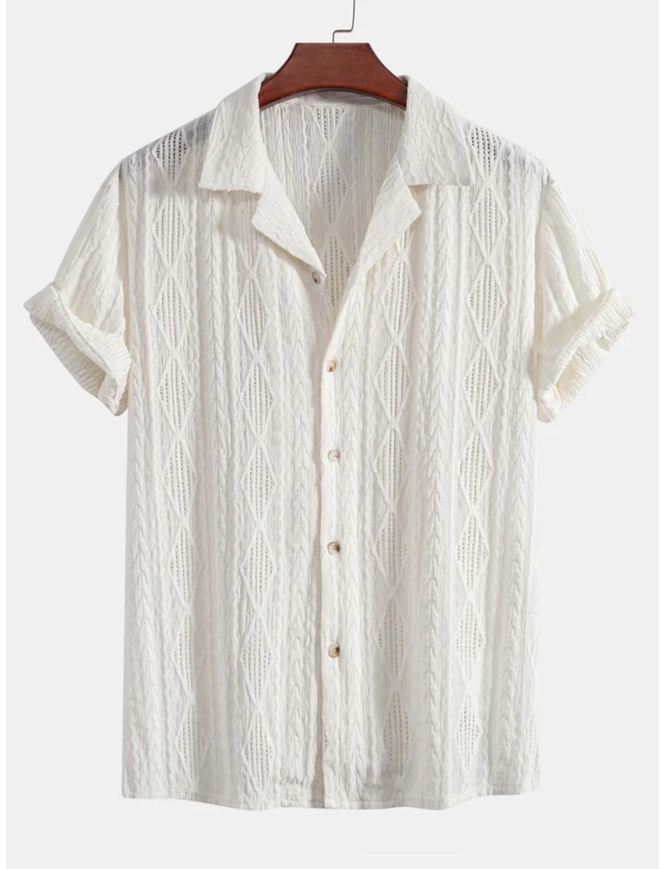 Geometric Jacquard Button Up Shirt