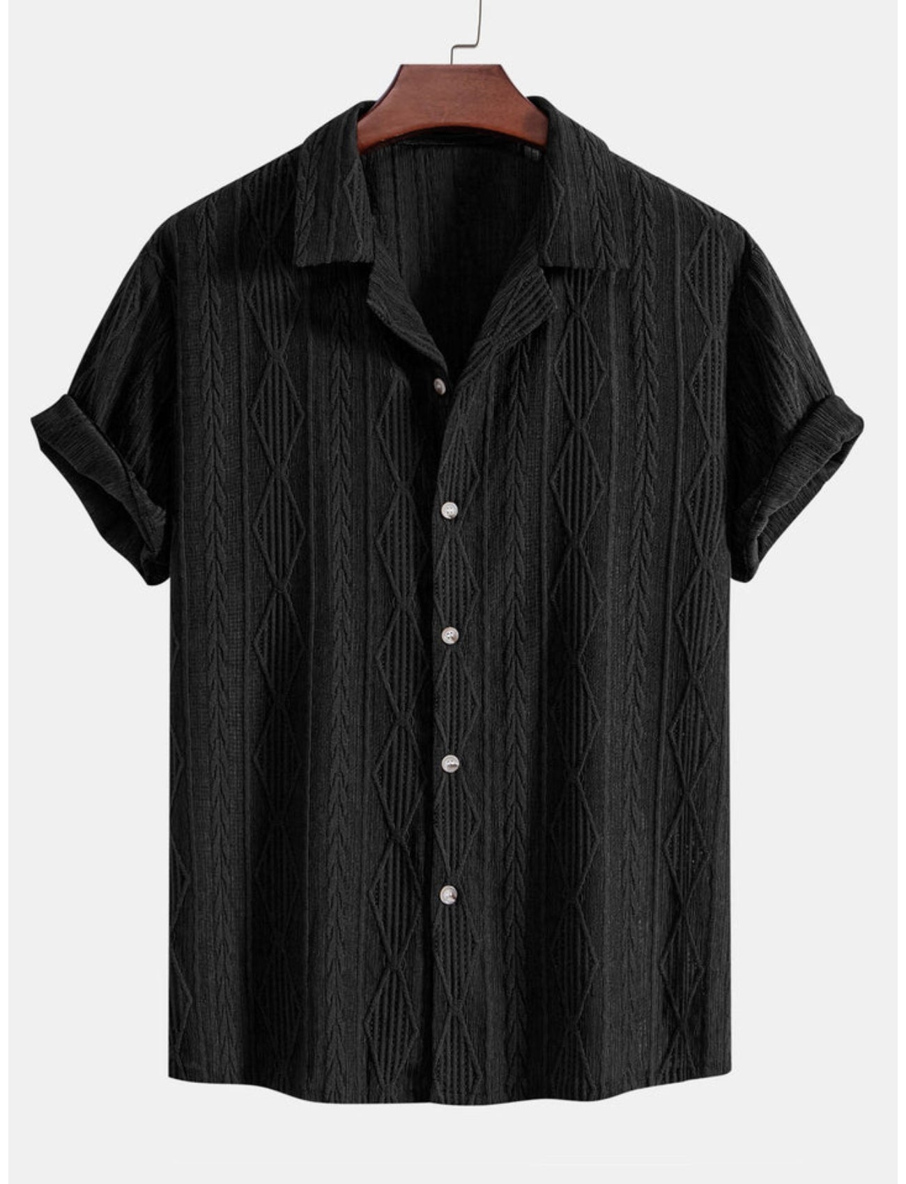 Geometric Jacquard Button Up Shirt