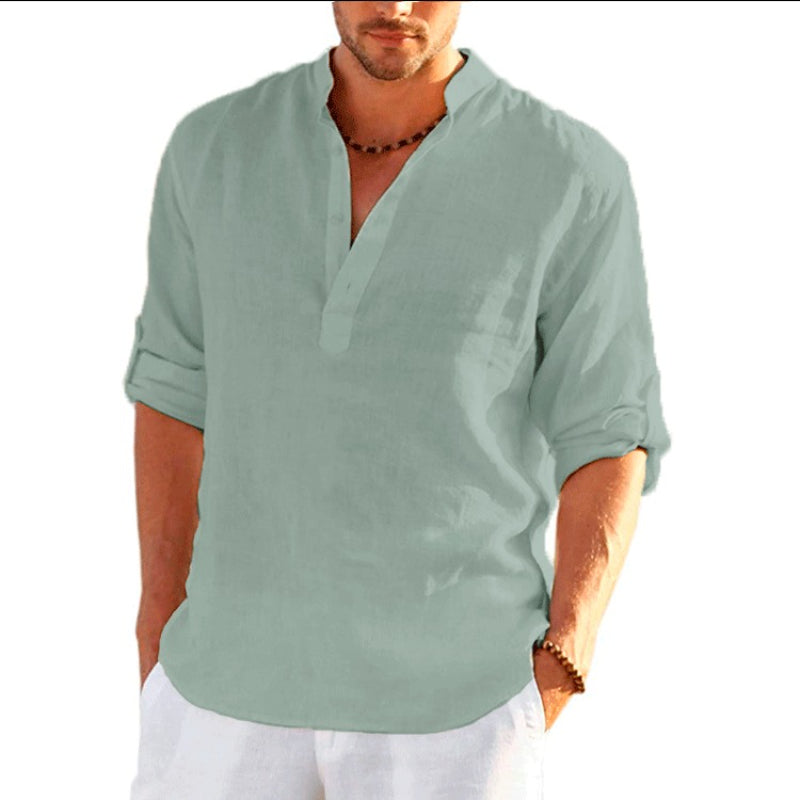 Men's Linen Long Sleeve Casual Solid Shirt