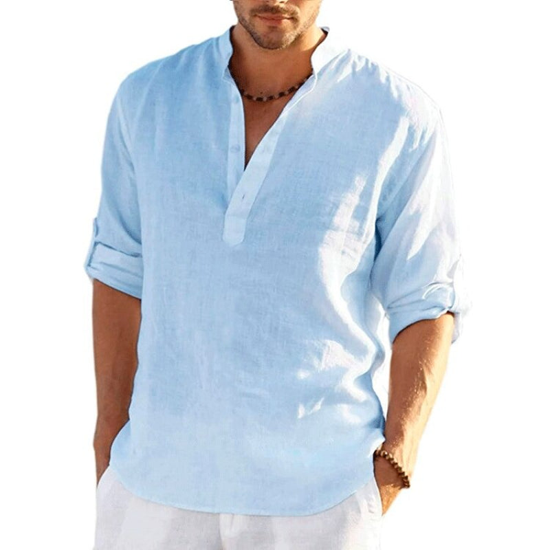 Men's Linen Long Sleeve Casual Solid Shirt