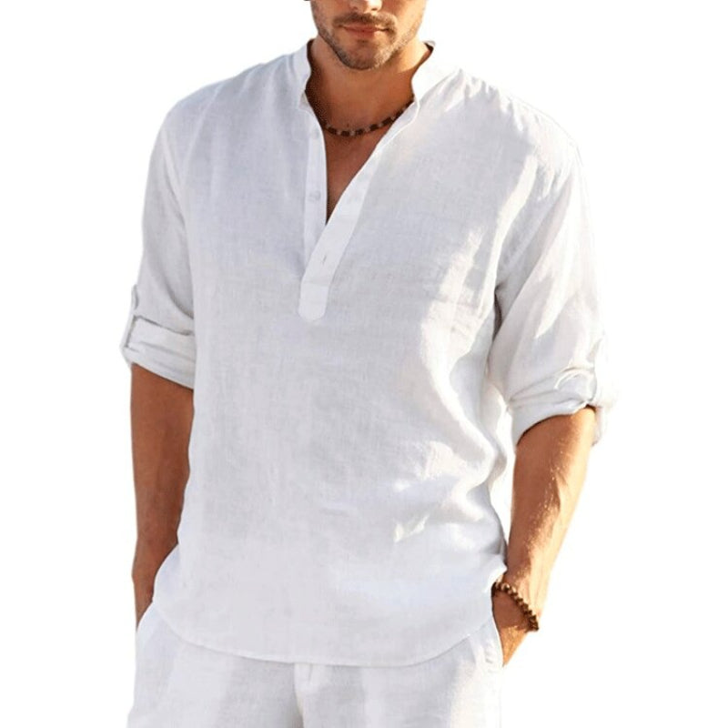 Men's Linen Long Sleeve Casual Solid Shirt