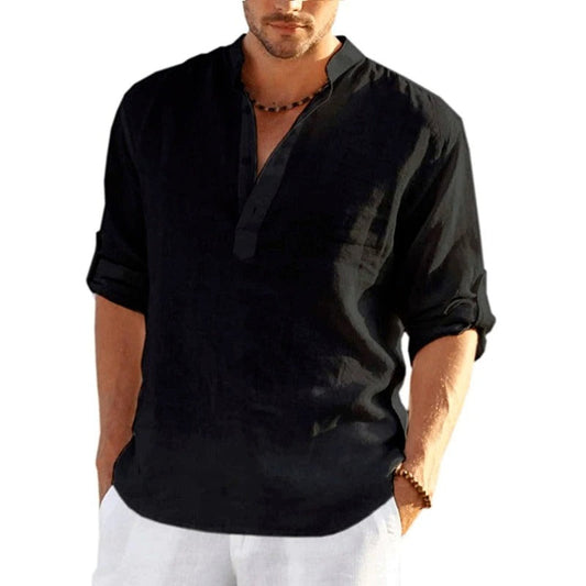 Men's Linen Long Sleeve Casual Solid Shirt